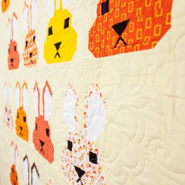Bunnies and Boxes on the quilting frame